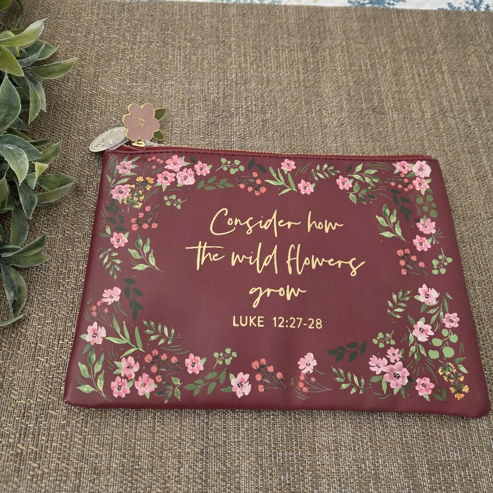 Eccolo Burgundy Floral Pouch